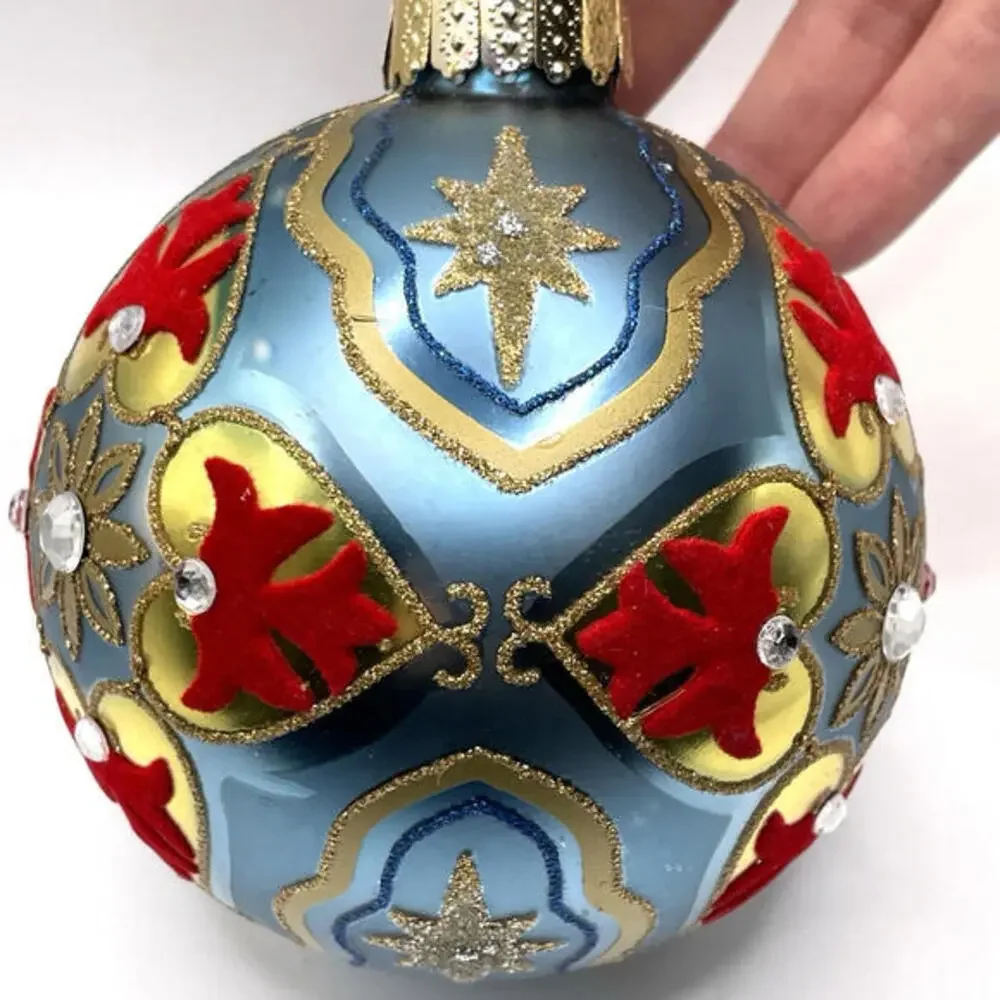 Velvet Rhinestone Glass‎ Christmas Ornament 4